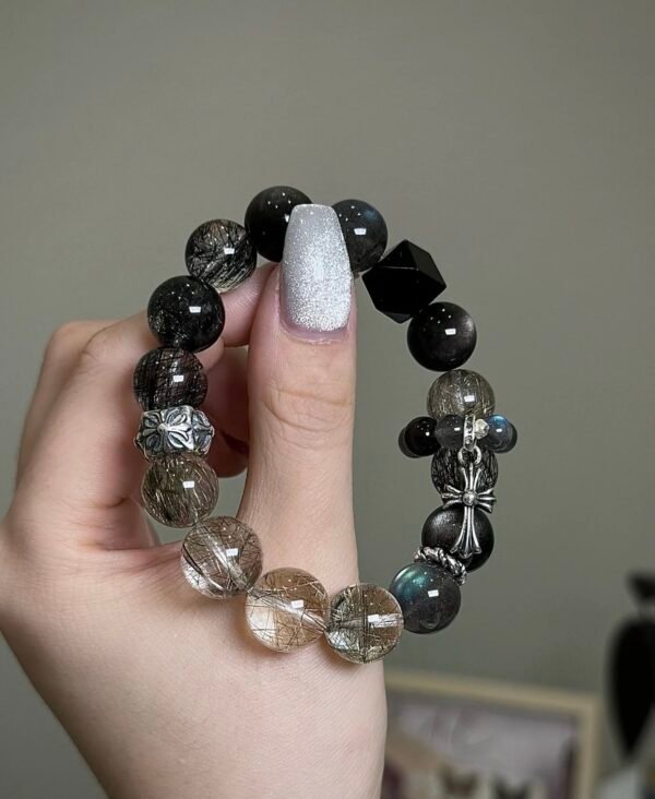 Black haired crystal bracelet，Custom Crystal Bracelet010 - Image 2