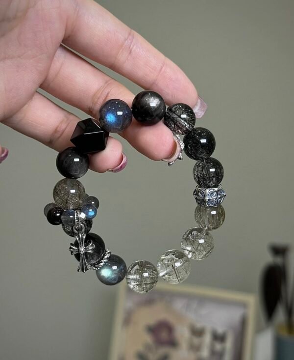 Black haired crystal bracelet，Custom Crystal Bracelet010 - Image 3